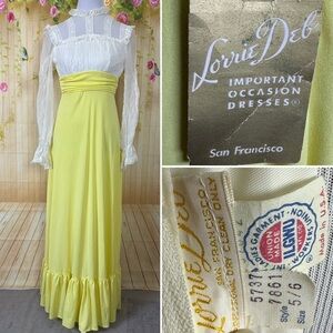 VINTAGE Lorrie Deb White and Yellow Dress Dead Stock